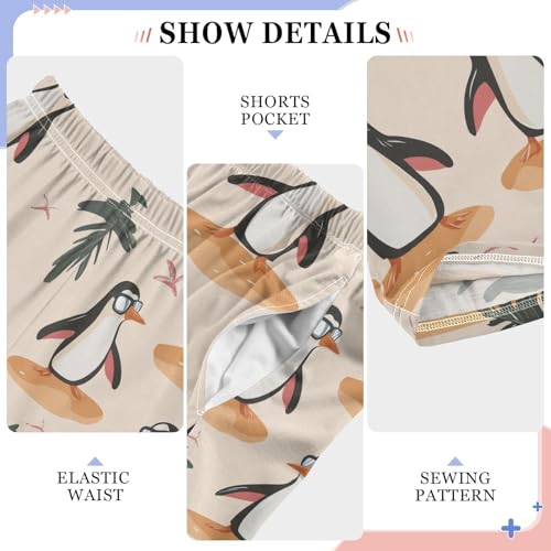 ZZXXB Penguins with Glasses Boys Long Pants Soft Trousers Elastic Waist Kids Lounge Bottoms with Pockets S-XL4