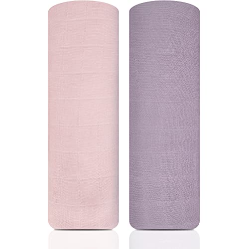 Image of Swaddle Blanket, Soft Silky Muslin Swaddle Blankets, Breathable and Skin-Friendly Baby Blankets for Boys & Girls, 2-Pack Unisex Muslin Baby Blanket, 47 x 47 inches