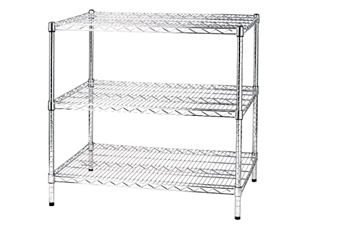Scaffale in Filo d'Acciaio Cromato con Tre Ripiani 60 x 90 x 90 cm