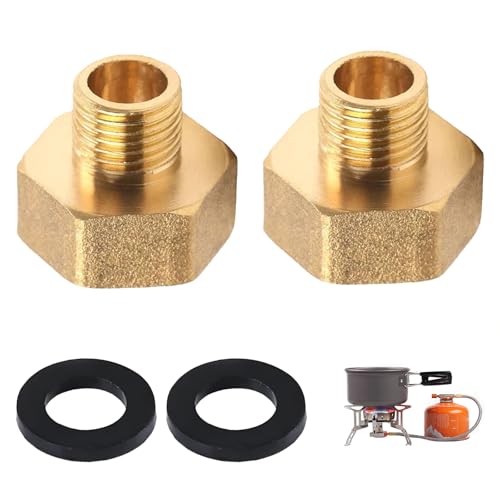2 Piezas Adaptadores De Manguera De Gas En Lat贸n, 1/2' Rosca Interior Derecha a 1/4' Rosca Exterior Derecha, Conector Manguera Con Arandelas Accesorios Para Estufas De Gas, Camping, Estufa Taburete
