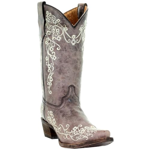 Corral Boots Kids Girls Floral Embroidered Pointed Toe Casual Boots Mid Calf - Brown - Size 5 M2