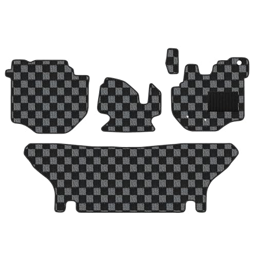 Aviles ハイエース バン 200系 フロアマット【16色から選択】(1 前期 DX 標準幅 後席ドア両側,10:BIGチェック × グレー)