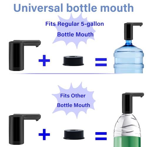 GALASALA Water Dispenser for 5 Gallon Bottle, Universal 2-Motor Faster Pumping, Portable Silent Electric USB Charging 5 Gallon Water Pump, (Remove The Adapter Ring Before Use), Black. - Image 3