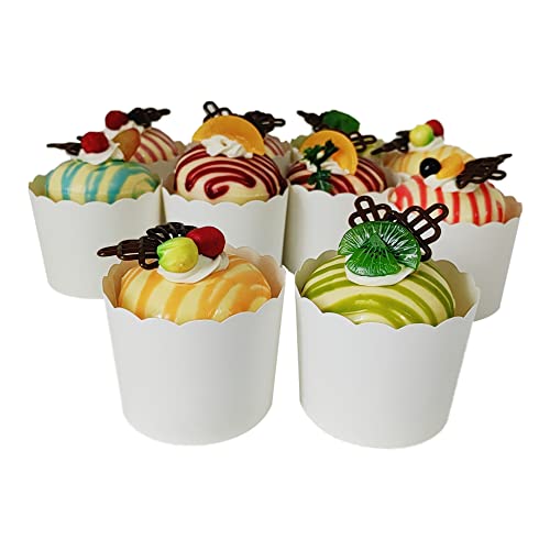 Paper Baking Cups 60-Pack Large Greaseproof Baking Cups Cupcake Muffin Cases Disposable Cupcake Wrappers For Birthday Baby Shower And Party Decorations-Pure White Color #TOP5