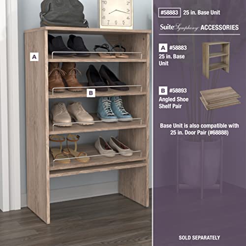 Closetmaid Suitesymphony Wood Shelves Set, Add On Accessory Angled, Shoe Fence, For 25 In. Units, Natural Gray/Satin Nickel, Shelf #TOP3