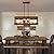 Rustic Farmhouse Wood Kitchen Island Lighting, 5 Lights Rectangular Pendant Light Fixture, Adjustable Chain Oak Wood and Metal Linear Chandelier for Dining Room Kitchen Island Farmhouse, Black