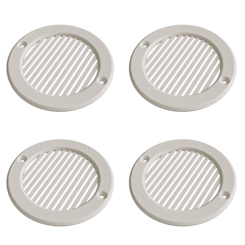 Amig - (4x) Rejilla de ventilación, ABS, Ø64 x 4 mm, para aireación en paredes de pladur, resistente a rayos UV, instalación atornillable, paso de aire 64 cm², modelo 12