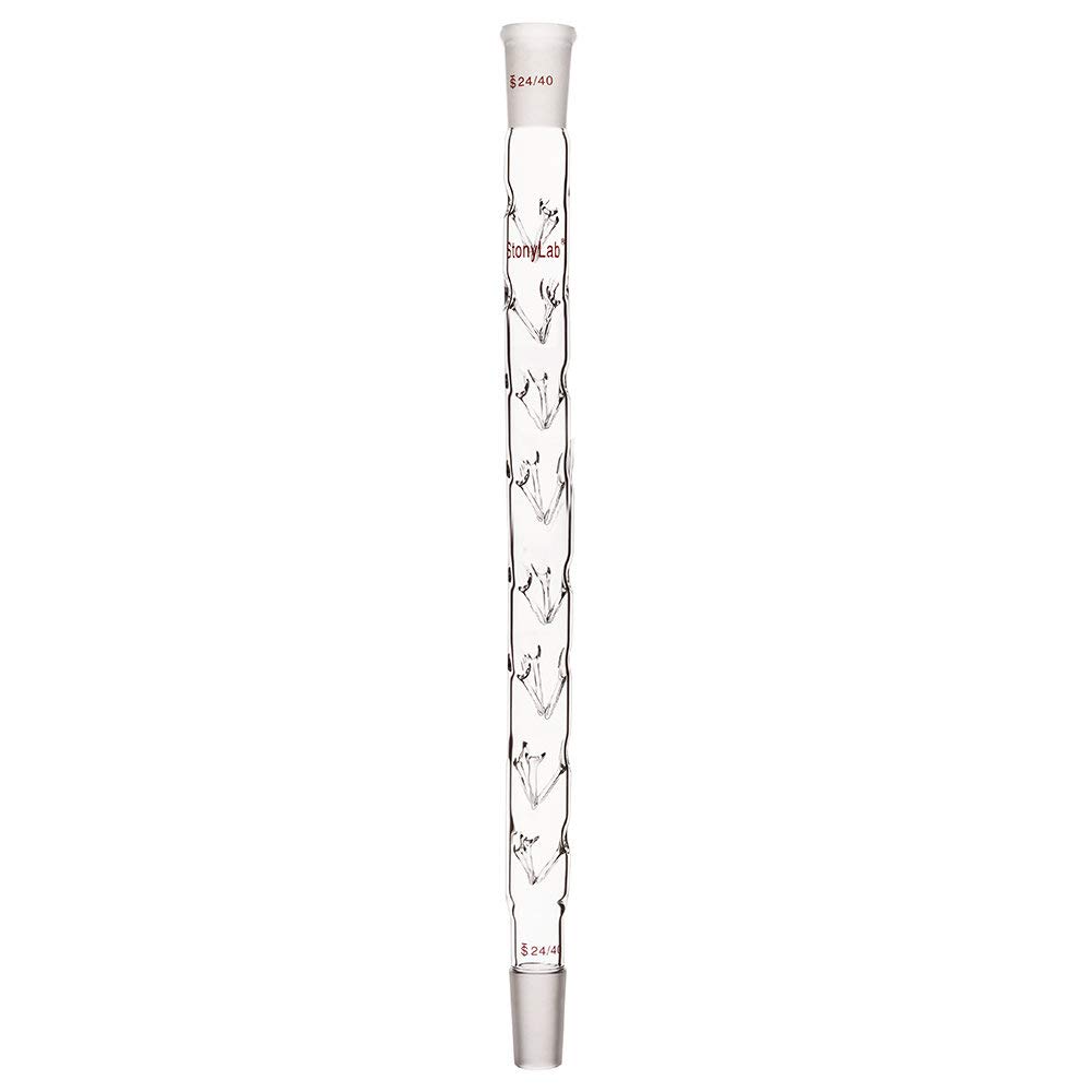 stonylab Colonne de Distillation Vigreux, 24/40 400 mm Verre Borosilicaté de Longueur Fractionnaire Colonne de Distillation Colonne Vigreux avec Indentations pour Laboratoire