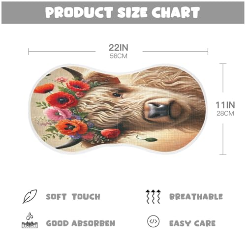 Highland Cow Wildflowers Baby Burp Cloths Cotton Burp Clothes Absorbent Muslin Burp Cloths Soft Burp Cloth Rags for Boy Newborn Girl Unisex 1 Pack 22x11 Inches2