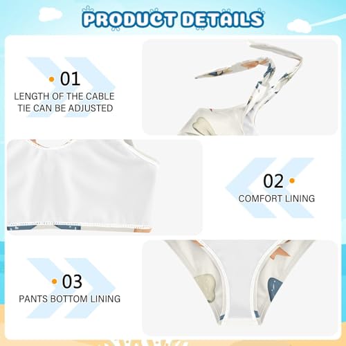 Bows Coquette Ribbons Yellow Orange Girls Tankini Swimsuit Kids Bikini Sets 2 Pcs Bathing Suit 3T4