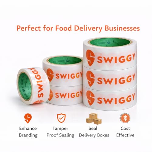 Image of Swiggy Food Packing Tape (2 Inch X 65 Meter in | Pack of 6