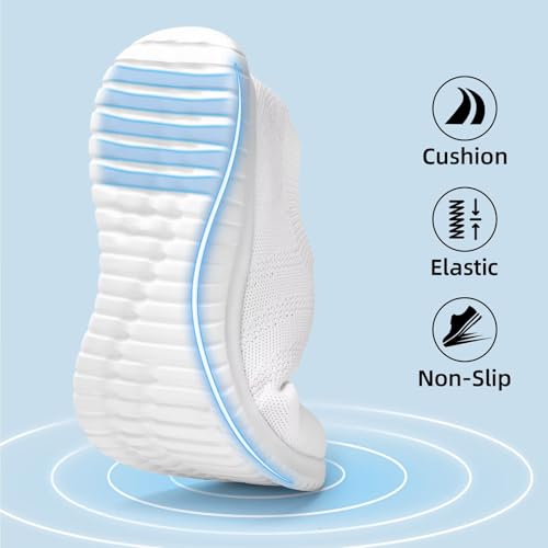 konhill Men's Athletic Walking Shoes - Lightweight Casual Knit Slip on Sneakers3