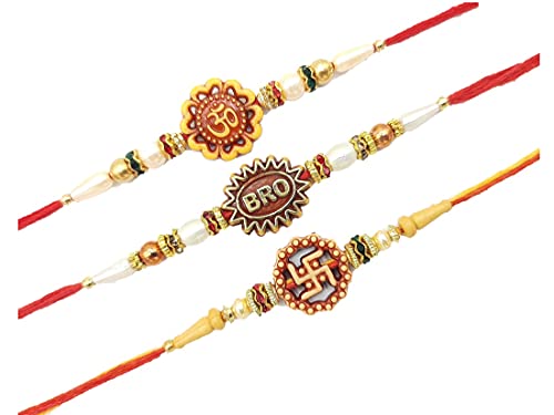 Rakhi for Brother, Rakhi Bracelet Brother and OM Designing Rakhi , Multicolor Thread Raksha Bandhan Rakhi Gift, Wrist bands for loving Sibling/ Brother Sister & Father, Set of 3.