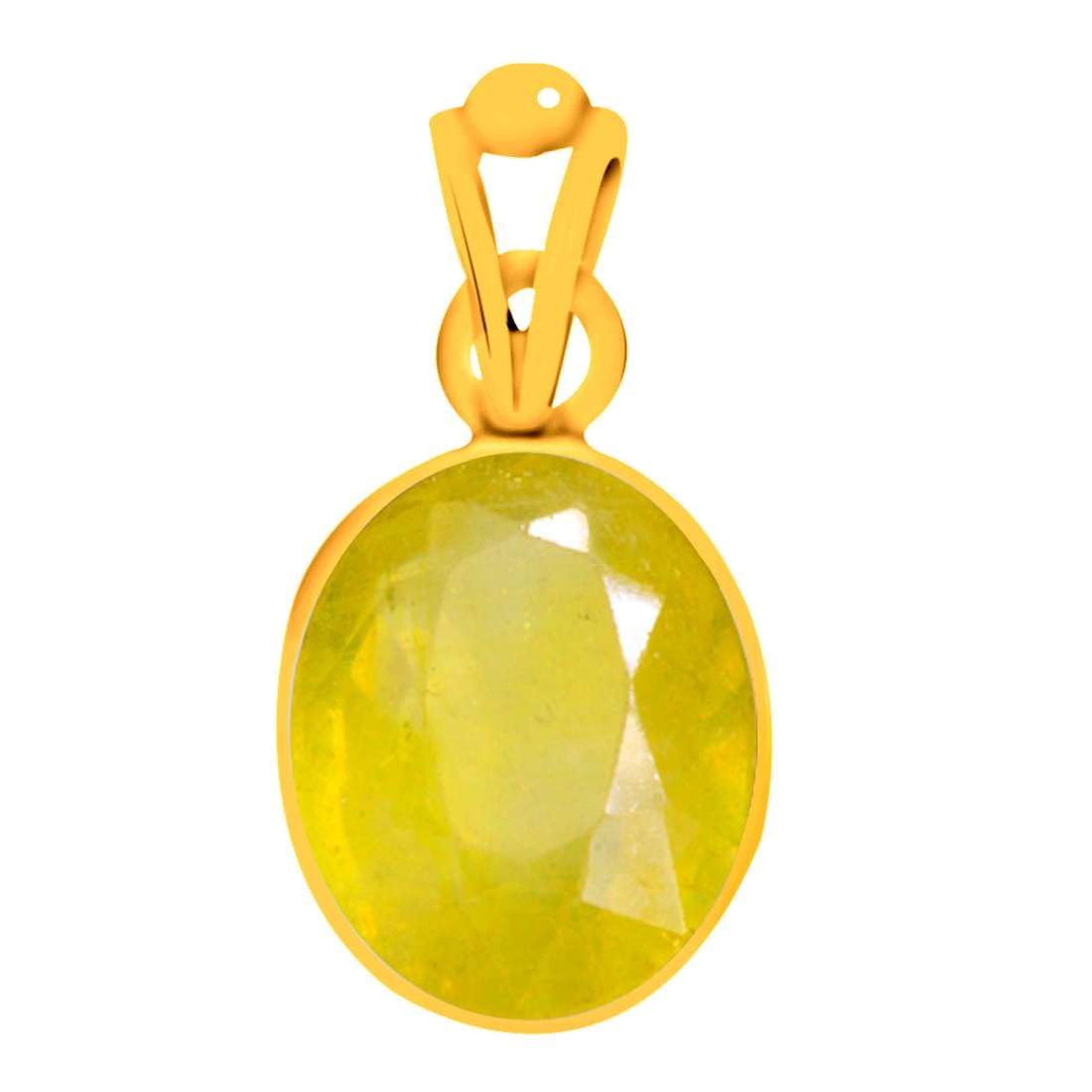 Certified Yellow Sapphire Pukhraj 8.3 Carat or 9.25ratti Panchdhatu Alloy Gold Plating Touching Pendant for Men & Women-image-1