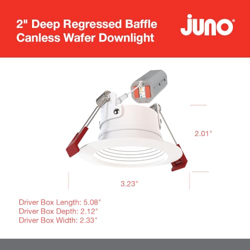 Image of Juno WF2 Dreg B ALO25 SWW5 90CRI 120 MW M6 Canless Wafer Recessed LED Downlight, Deep Regressed Baffled Trim Style, 2-Inch, Matte White