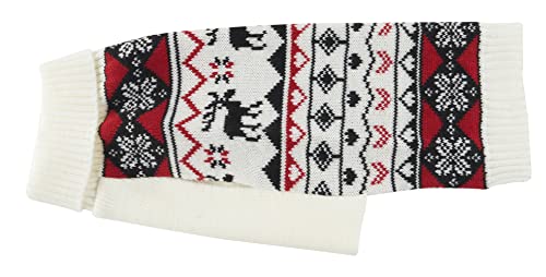 Lanyarco White Red Ugly Vintage Knit Reindeer Holiday Festive Christmas for Dogs X-Large (XL) Size Back Length 19.5" by Lanyarco - Used condition - US$13.75