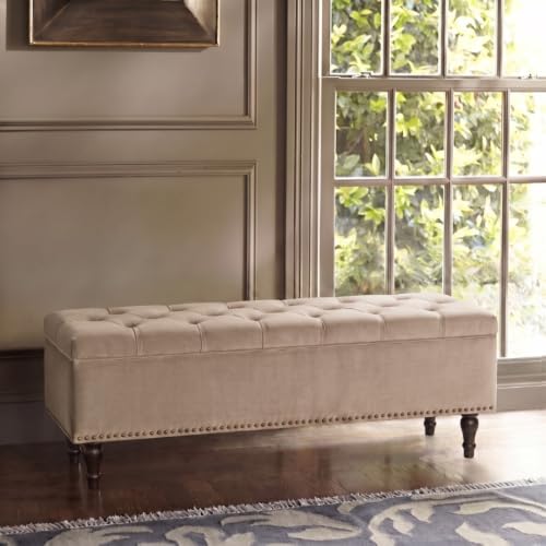 Image of Velum 3 Seater Sofa for Living Room & Office | Premium Fabric Upholstery | Solid Wood Frame | Comfortable Seating | 3 Years Warranty (Beige, Storage Ottoman)