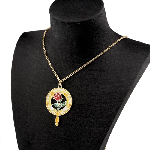 Pliti Beauty Beast Gift Princess Belle Gift Belle Fans Gift Rose Flower Necklace For Fairy Tale Princess Lover  thumb #2