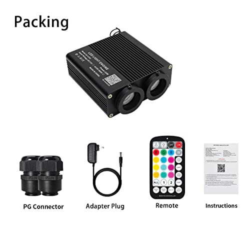 Image of AZIMOM Dual Color 32W Sound Activated Fiber Optic Light Source RGBW Light Box Engine Diver Bluetooth /RF Remote Control Music Sensor Mode for Car Home Star Ceiling Decoration