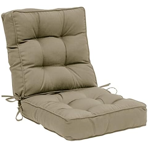 QILLOWAY Indoor/Outdoor Square Seat Patio Cushion,19-Inches,Upper and Lower with Ties (Beige) Cover