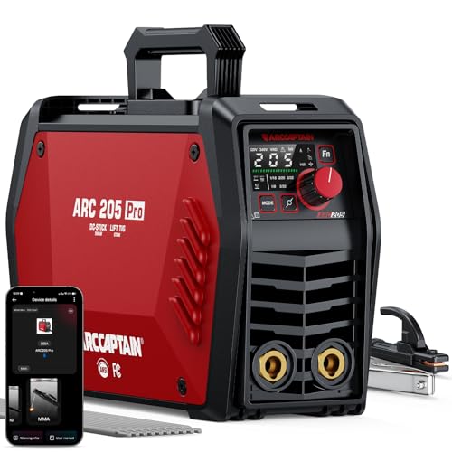 ARCCAPTAIN iControl ARC205 Pro Stick Welder, [APP Control] 205Amp ARC/Lift TIG Welding Machine, Large LED Display, IGBT Inverter 120V/240V MMA Welder with Hot Start, Arc force, and Anti-Stick