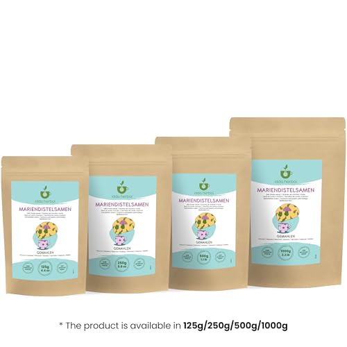 IDDA Herbal Mariendistelsamen Pulver 500g, Mariendistel Samen gemahlen, Mariendistel Pulver