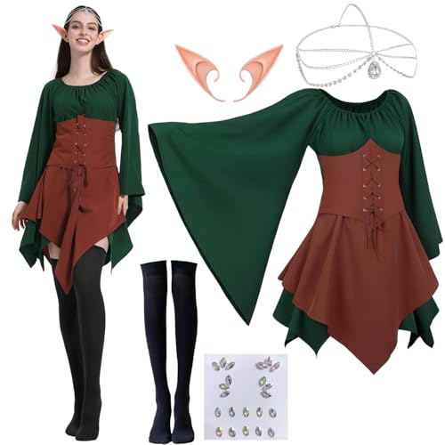 LXWINNER Vestido tradicional irlandés, disfraz de elfo renacentis...