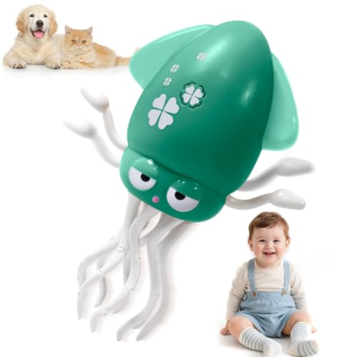 Dancing Octopus Baby Toy - Tummy Time Gift for Babies, Magic Music Dance Light, Infrared Automatic Obstacle Avoidance, Sensor Development Infant Toys Present for Toddler 3-8 Years Old Boy&Girl, Green