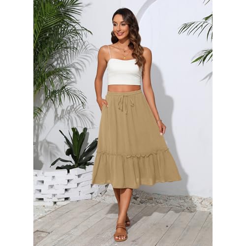 Image of Witsmile High Waist Tiered Skirts for Women Flowy Skirts for Women Long Length with Pockets 2026 Fashion Trendy