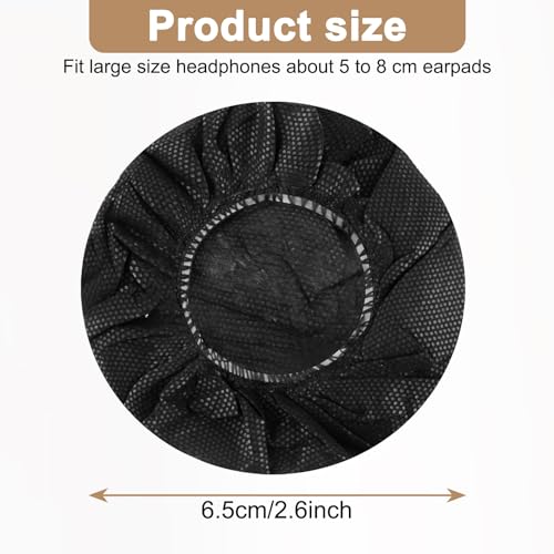 Tvoip 100 Unidades Fundas Desechables para Auriculares, Cubiertas Elásticas Negras de Tela No Tejida, Lavables y Sanitarias para la Mayoría de Auriculares On-Ear (6,5 cm / 2,6 pulgadas) miniatura 5