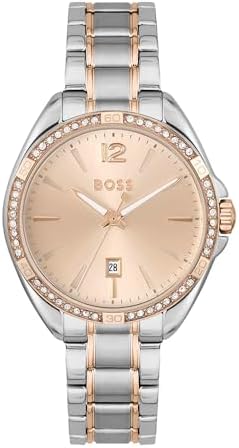 BOSS Analog Quarzuhr für Damen Kollektion Felina mit Zweifarbiges...