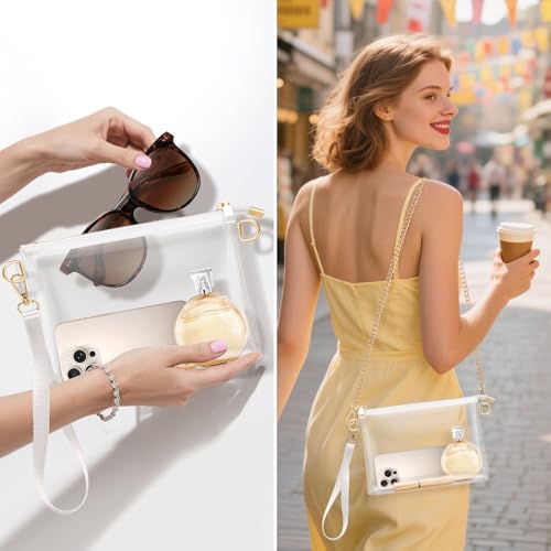 Clear Bag for Stadium Approved,Clear Crossbody Purse with Zipper and Wrist Strap for Concert, Sports2