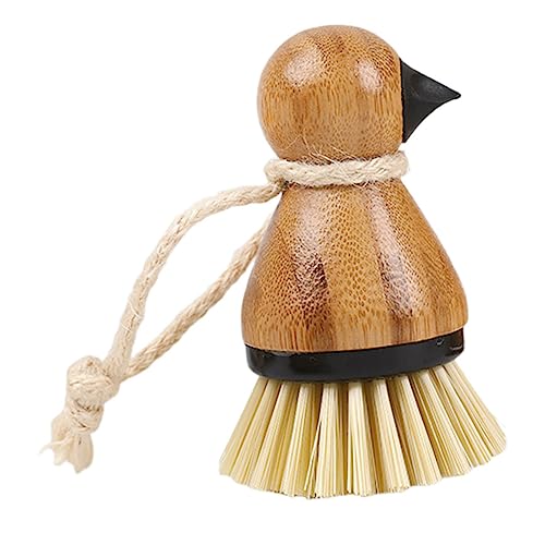 TOYZFRIENDY Cepillo para Limpiar Cepillo Vertical De Plástico Mango De Bambú para Ollas Verduras Cocina