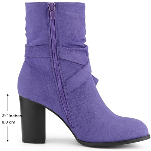 Allegra K Women's Slouch Chunky Heel Ankle Boots2