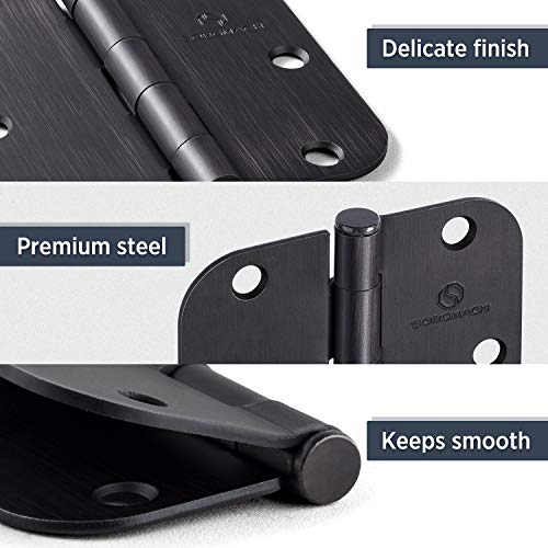 Door Hinges Matte Black 3.5 Inch Interior Hinges 5/8" Radius - 18 Pack #TOP2