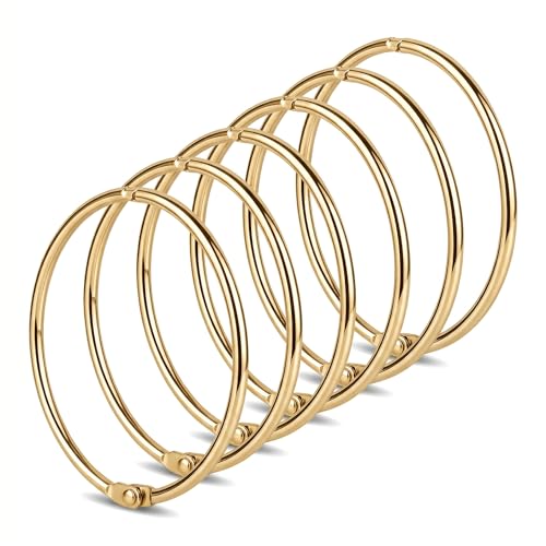 6 Pack 4 Inch Binder Rings, Heavy Duty Nickel Plated Metal Binder Rings, Loose Leaf Binder Rings for Office, School, Home, DIY Crafts, Index Cards, Documents, Photos