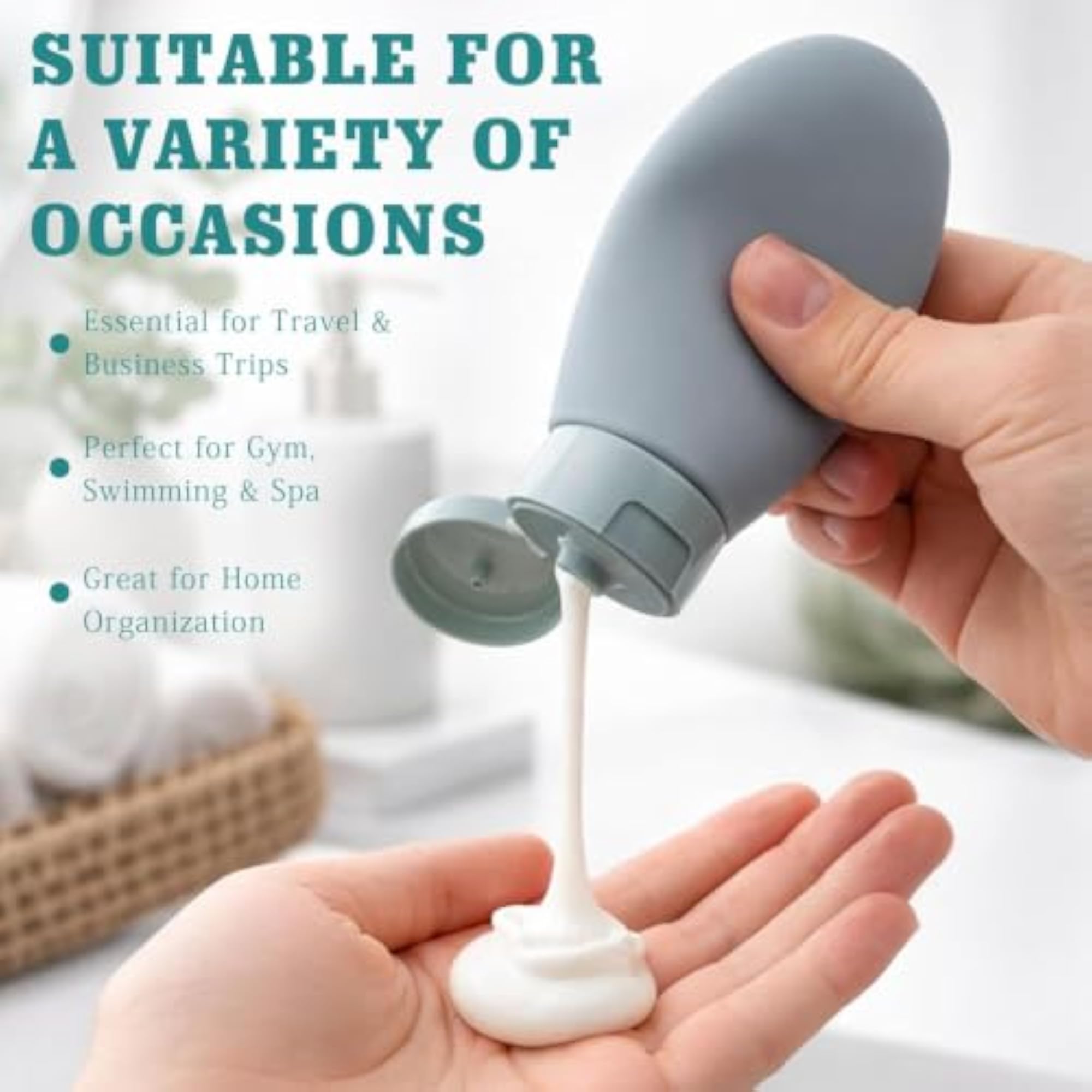 Silicone Travel Bottles Set for Toiletries, Leak Proof
