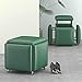 ZDW 5 in 1 Sgabello Nidificante (Diviso in 5 Sedili Del Cubo) Ruote Girevoli, Sedile Di Divano Sgabello Poggiapiedi in Pelle Finta con Piedi in Legno Massiccio per Bambini Soggiorno/Flanella Verde Scu