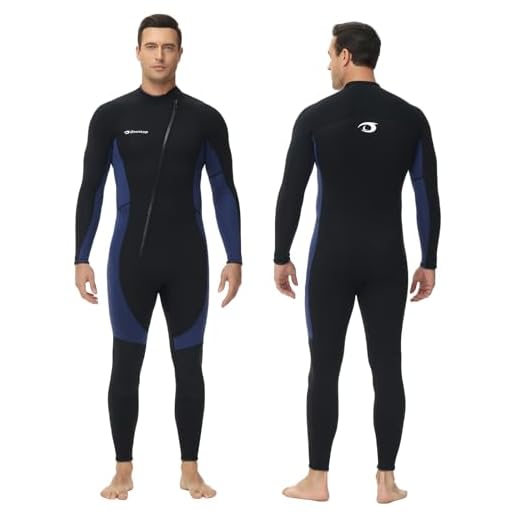 Owntop Herren Neoprenanzug 3/2mm - Vorderer Reißverschluss Voll Tauchanzüge, Stretch Pro Neopren-Nassanzug Thermische Volle Länge Tauchhaut zum Surfen Schnorcheln, Herren Blau XL