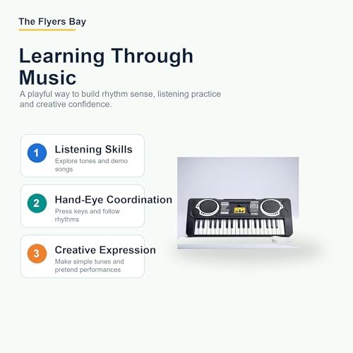 Image of The Flyers Bay 37-Key Mini Electronic Piano for Kids 3+ | Compact Multifunctional Musical Keyboard Toy | Educational Music Learning Toy | Sound, Rhythm & Creativity Development | My First Piano
