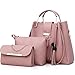 FiveloveTwo 3Pcs Bag Set PU cuir Sac portés main + Fourre-Tout + Sac à Bandoulière,Femmes Mode Handbag Set Pochettes Clutches Sacs portés épaule ensemble de sac Rose