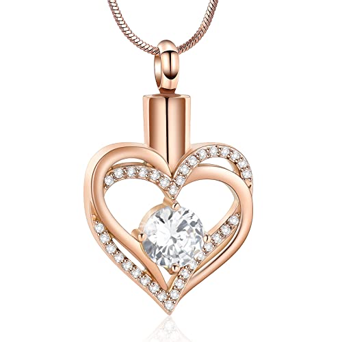 Minicremation Cremation Urn Necklace for Ashes Cremation Jewelry Heart Urn Necklace for Women Girls Birthstone Memorial Jewelry Pendant for Ashes for Human Pet