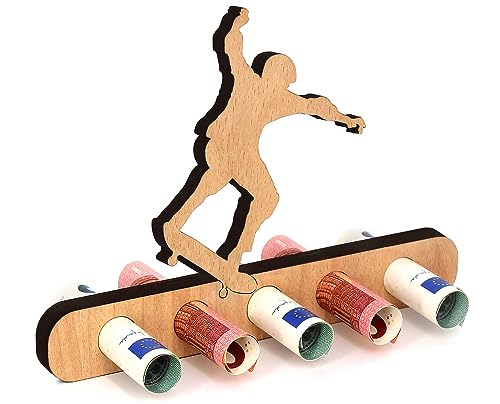 Giftota - Originelle Geburtstag Holz Geschenk für Skateboarder - Skateboard Geldgeschenk - Geschenke aus Holz für Frauen & Männer