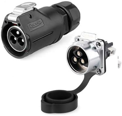 CNLINKO 3 Pin 50Amp Power Industrial Circular Connector, Male Plug & Female Panel Mount Receptacles Socket Jack, Rated 50amp, Outdoor Waterproof IP67, Easy Plug and Pull, Screw Locking Termination