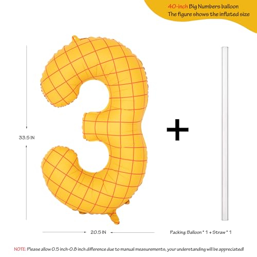 Image of 40 inch Matte Yellow Balloons Toy Inspired Story Theme party Supplies, Number Birthday Decoration, Cowboy Decorations Western, Cowgirl Party Balloon Digital 3