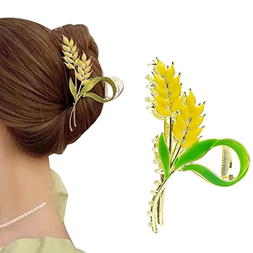 Image of PALAY Metal Wheat Claw Clip, Gold Large Strong Hold Hair Accessory