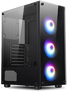 IONZ GAMER EDITION PC Computer Case M/ATX with Tempered Glass Side Panel with 3 Front ARGB fans (TEMPERED GLASS)