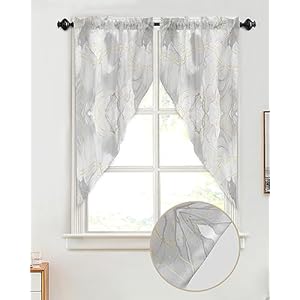 Grey Marble Swag Curtains White Grey Ombre Rod Pocket Kitchen Curtains Valances Modern Abstract Scalloped Valance/Swag Window Treatment for Living Room (36" W x 63" L Each Panel) Grey Marble Swag Curtains White Grey Ombre Rod Pocket Kitchen Curtains Valances Modern Abstract Scalloped ValanceSwag Window Treatment for Living Room 36 W x 63 L Each Panel