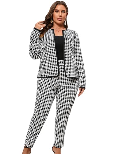 Amazon.com: WDIRARA Women's Plus Size 2 Piece Outfits Houndstooth