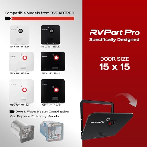 Image of RVPart Pro 15 inch x 15 inch RV Water Heater White Door and Flange Combination